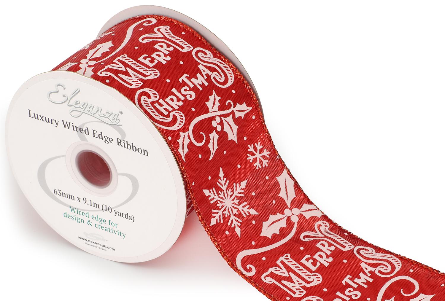 Eleganza Wired Edge Merry Christmas Holy 63mm X 9 1m Design No 415