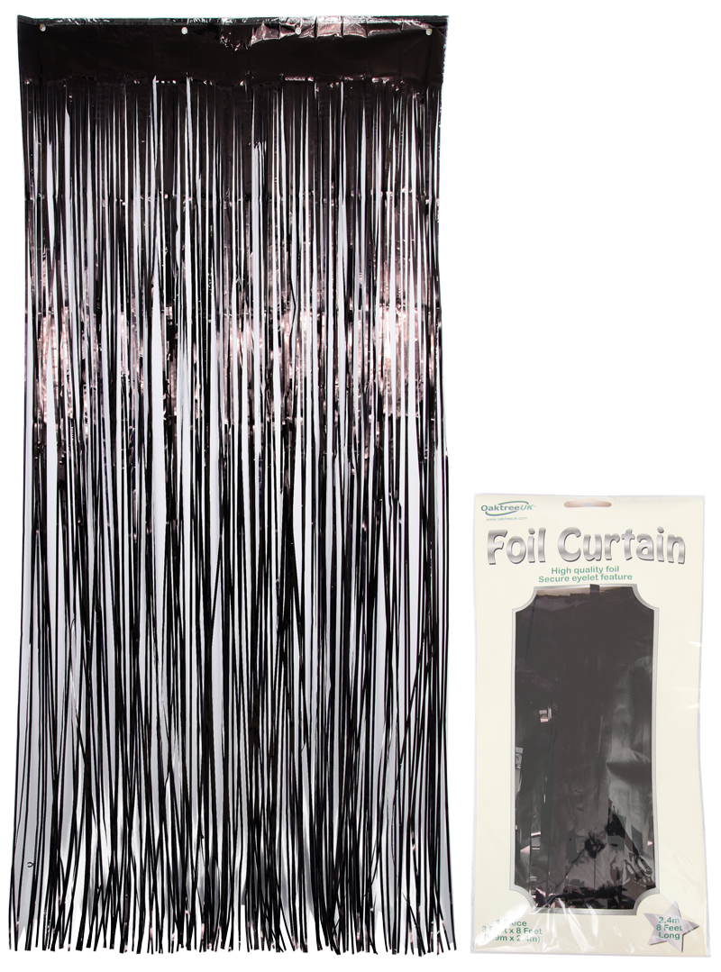 Oaktree Foil Door Curtain 0 90m X 2 40m Metallic Black Foil Door