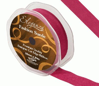 25mm Suede Cut Edge Ribbon Fuchsia - Ribbons