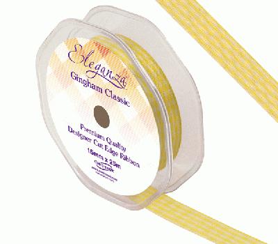 Eleganza Gingham Classic 15mm x 25m Yellow No.11 - Ribbons