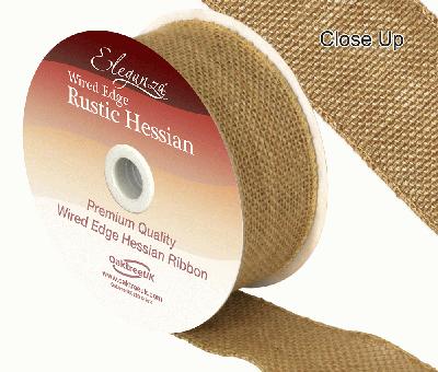 Eleganza Wired Rustic Hessian 50mm x 9.1m Natural No.02 - Ribbons
