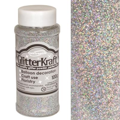 Glitter Kraft Fine Glitter 100g Bottle Holographic Silver - Craft