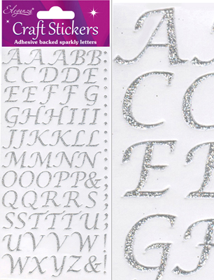 Eleganza Craft Stickers Stylised Alphabet Set Silver No.66 - Craft