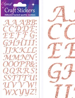 Eleganza Craft Stickers Stylised Alphabet Set Rose Gold No.87 - Craft
