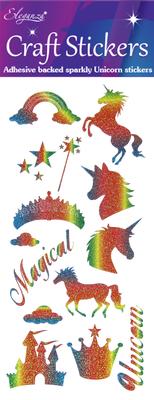 Eleganza Craft Stickers Unicorn Rainbow Glitter - Craft