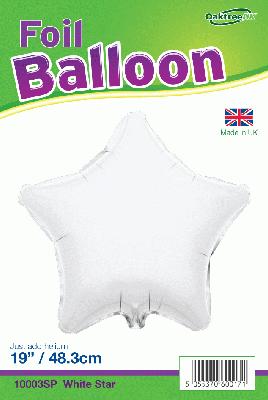 19inch White Star Packaged - Foil Balloons