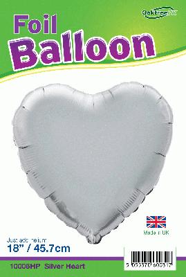 18inch Silver Heart Packaged - Foil Balloons