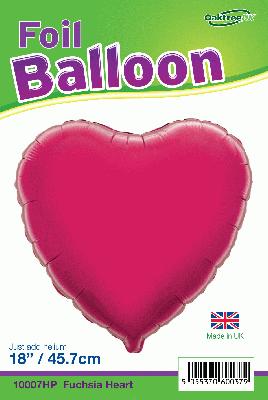 18inch Fuchsia Heart Packaged - Foil Balloons