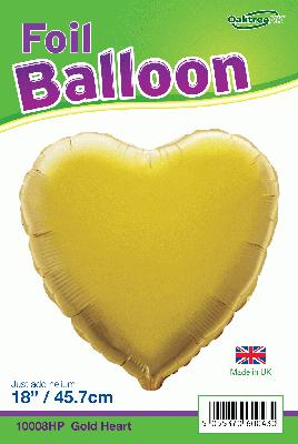 18inch Gold Heart Packaged - Foil Balloons