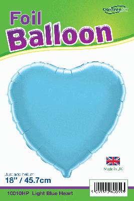 18inch Light Blue Heart Packaged - Foil Balloons