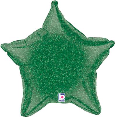 Betallic 21inch Green Holographic Star (Flat) - Foil Balloons