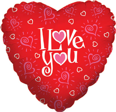 Betallic 18inch Love You Hearts - Foil Balloons