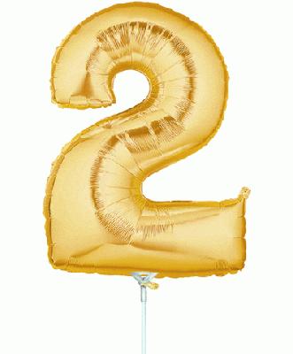 Megaloon Jrs 14inch Number 2 Gold packaged - Foil Balloons
