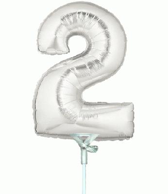 Megaloon Jrs 14inch Number 2 Silver packaged - Foil Balloons