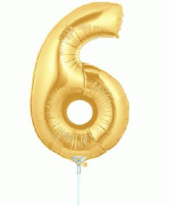 Megaloon Jrs 14inch Number 6 Gold packaged - Foil Balloons