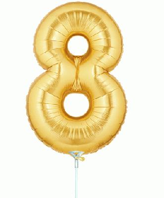 Megaloon Jrs 14inch Number 8 Gold packaged - Foil Balloons