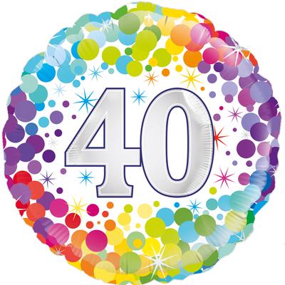 Oaktree 18inch 40th Colourful Confetti Birthday - Foil Balloons