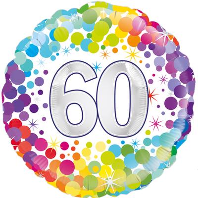 Oaktree 18inch 60th Colourful Confetti Birthday - Foil Balloons
