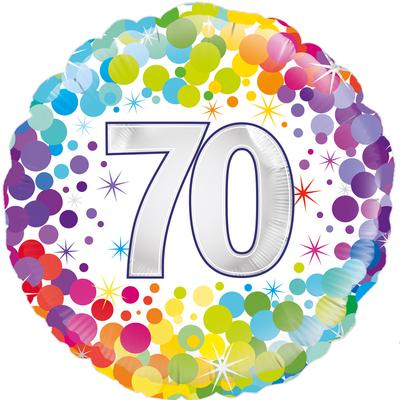 Oaktree 18inch 70th Colourful Confetti Birthday - Foil Balloons