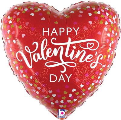 Betallic 18inch Valentine Confetti Hearts Holographic - Seasonal