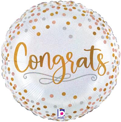 Betallic 18inch Congrats Confetti Holographic - Foil Balloons