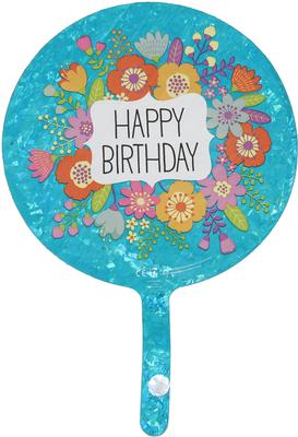 9inch Wildflowers Birthday Holographic (Flat) - Foil Balloons