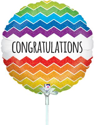 9inch Chevron Congratulations Holographic (Pre Inflated) - Foil Balloons
