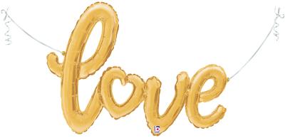 Betallic 47inch Air-Filled Shape Love Script Gold Pkg - Foil Balloons