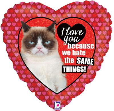 Betallic 18inch Grumpy Cat® Love Holographic - Foil Balloons