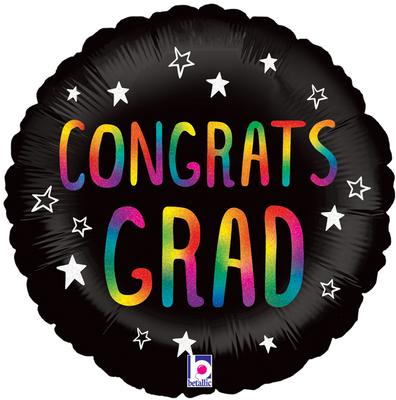 18inch Rainbow Congrats Grad Holographic - Foil Balloons