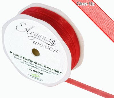 Woven Edge Ribbon 10mm x 20m Red No.16 - Ribbons