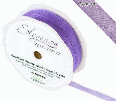 Woven Edge Ribbon 10mm x 20m Purple No.36 - Ribbons