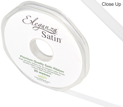 Eleganza Double Faced Satin 6mm x 20m White No.01 - Ribbons