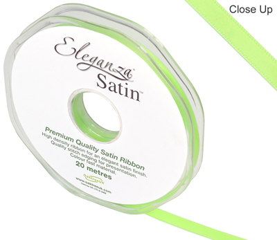 Eleganza Double Faced Satin 6mm x 20m Lime green No.14 - Ribbons