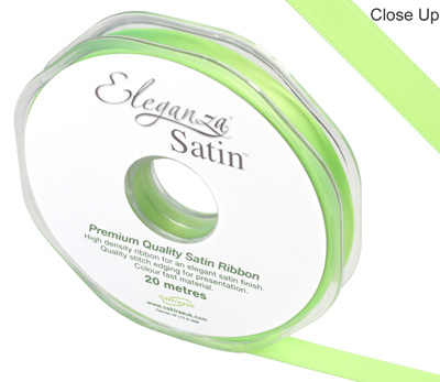 Eleganza Double Faced Satin 10mm x 20m Lime green No.14 - Ribbons