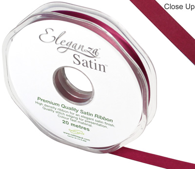 Eleganza Double Faced Satin 10mm x 20m Burgundy No.17 - Ribbons