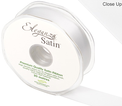 Eleganza Double Faced Satin 25mm x 20m White No.01 - Ribbons