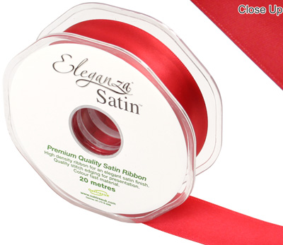 Eleganza Double Faced Satin 25mm x 20m Red No.16 - Ribbons