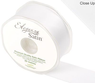 Eleganza Double Faced Satin 38mm x 20m  White No.01 - Ribbons