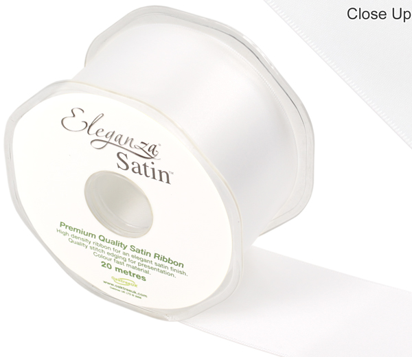 Eleganza Double Faced Satin 50mm x 20m White No.01 - Ribbons