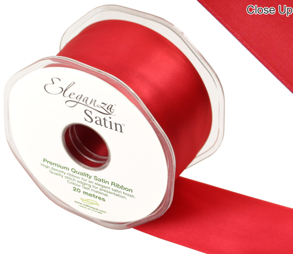 Eleganza Double Faced Satin 50mm x 20m Red No.16 - Ribbons