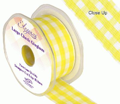 38mm Large Check Gingham Yellow - Ribbons