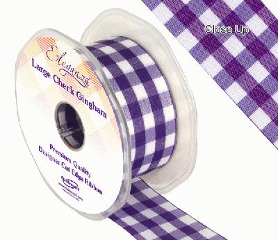 38mm Large Check Gingham Purple - Ribbons