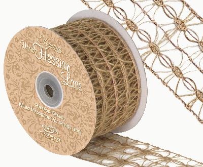 Eleganza Wired Hessian Lace 50mm x 10m - Ribbons
