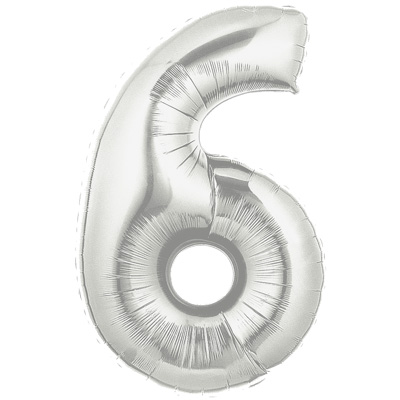 No 6 Silver - Foil Balloons
