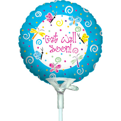 4inch Butterflies & Swirls Get Well - Foil Balloons