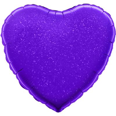 Oaktree 18inch Purple Holographic Heart Packaged - Foil Balloons