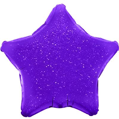 Oaktree 19inch Purple Holographic Star Packaged - Foil Balloons