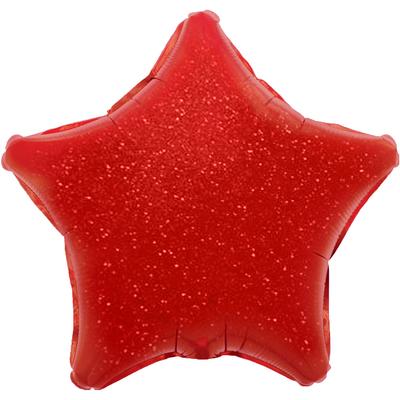 Oaktree 19inch Red Holographic Star Packaged - Foil Balloons
