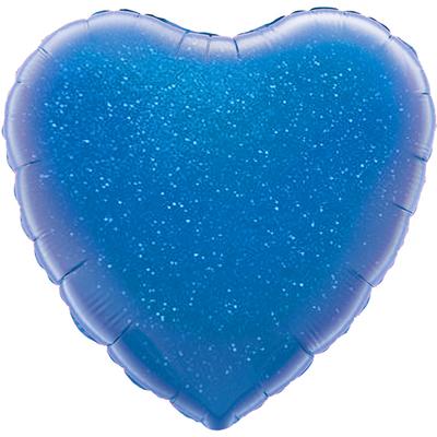 Oaktree 18inch Blue Holographic Heart Packaged - Foil Balloons